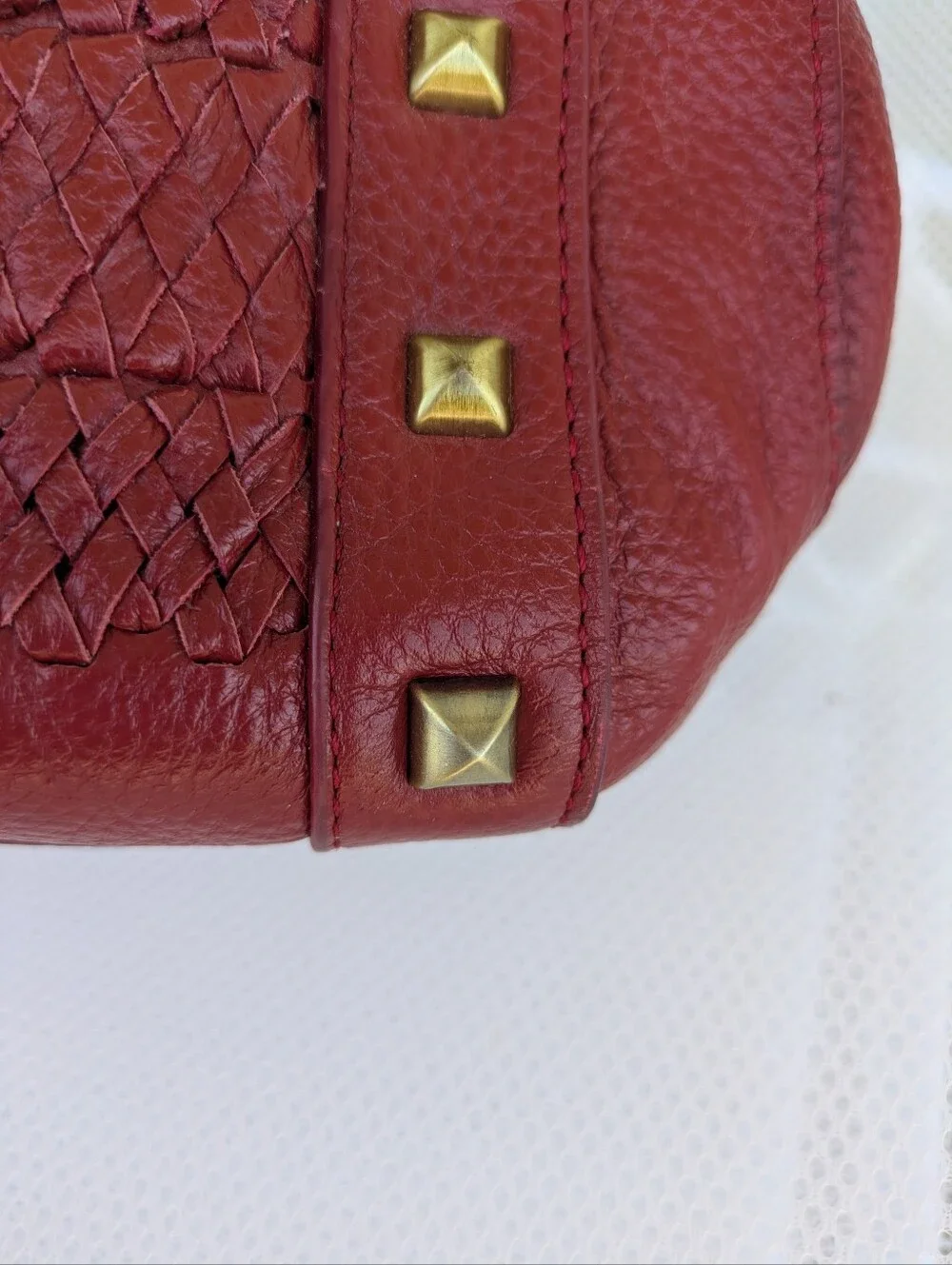 Sharif 1827 Red Leather Panther Hardware Satchel Tote Bag Y2K VTG